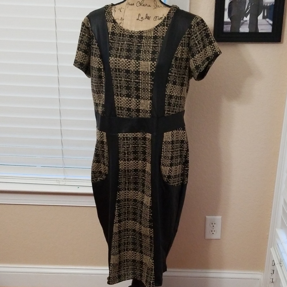 NWT Ashley Stewart dress with faux leather size 16